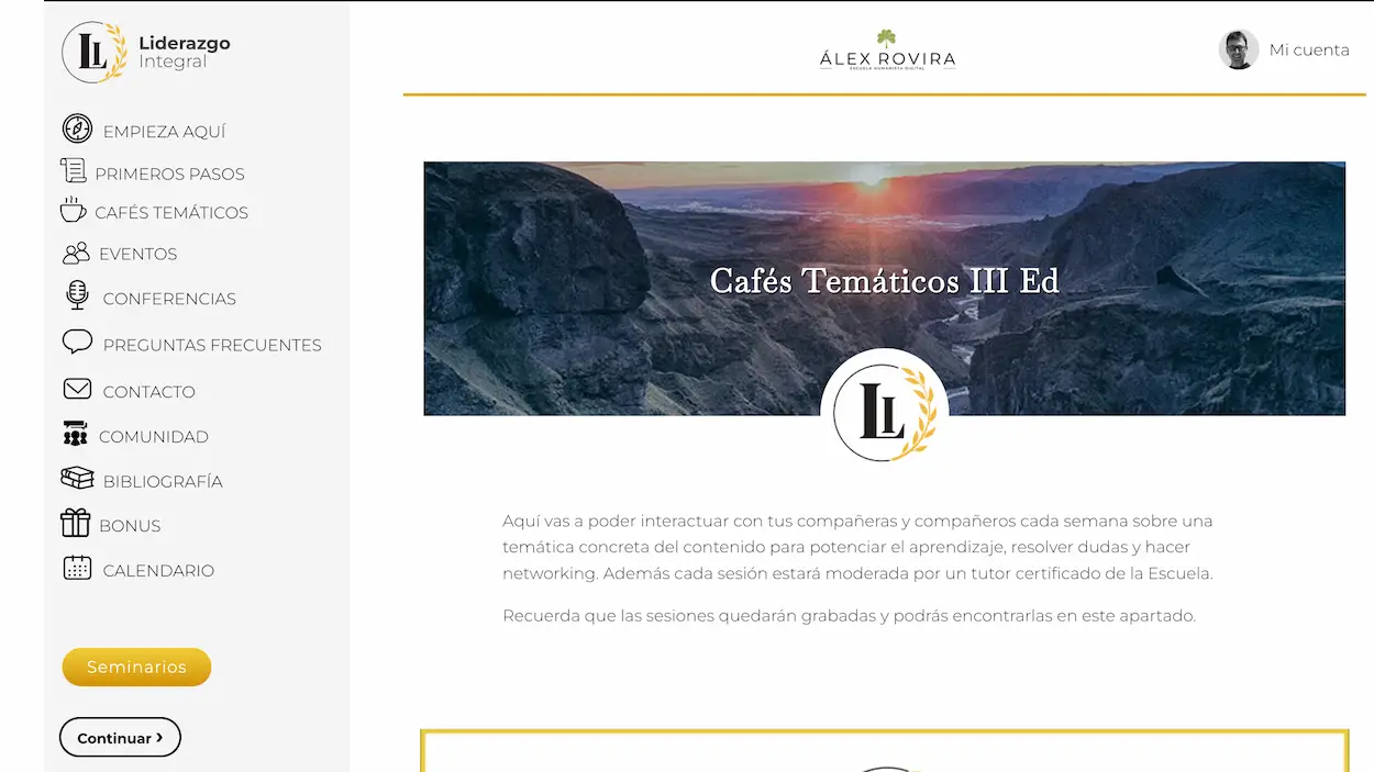 Vista de un módulo de formación en la plataforma Escuela Humanista