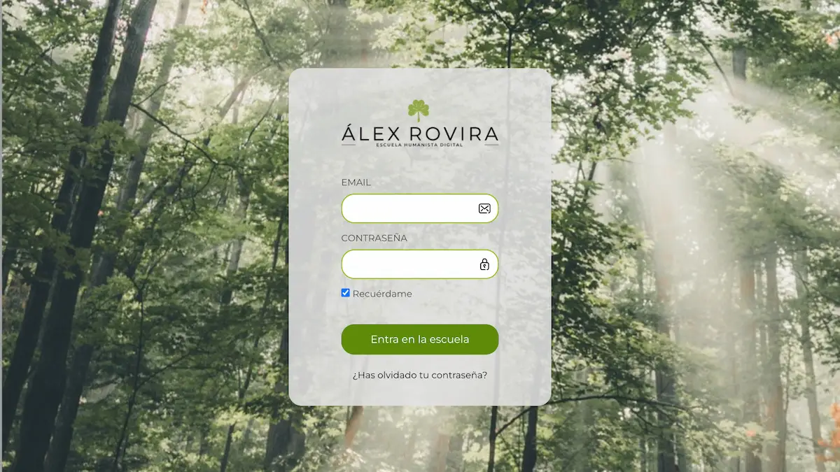 Pantalla de login de alumno de la Escuela Humanista de Álex Rovira