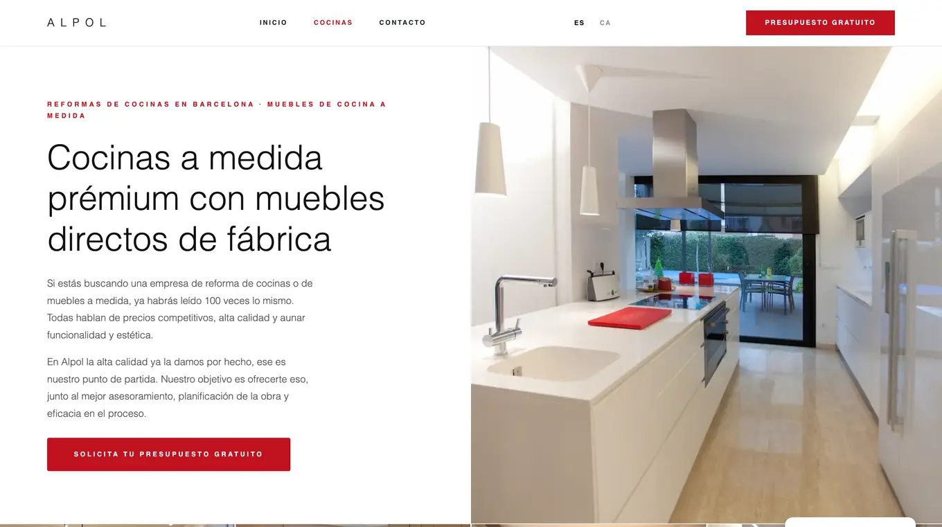 Landing page de cocinas a medida en alpol.es