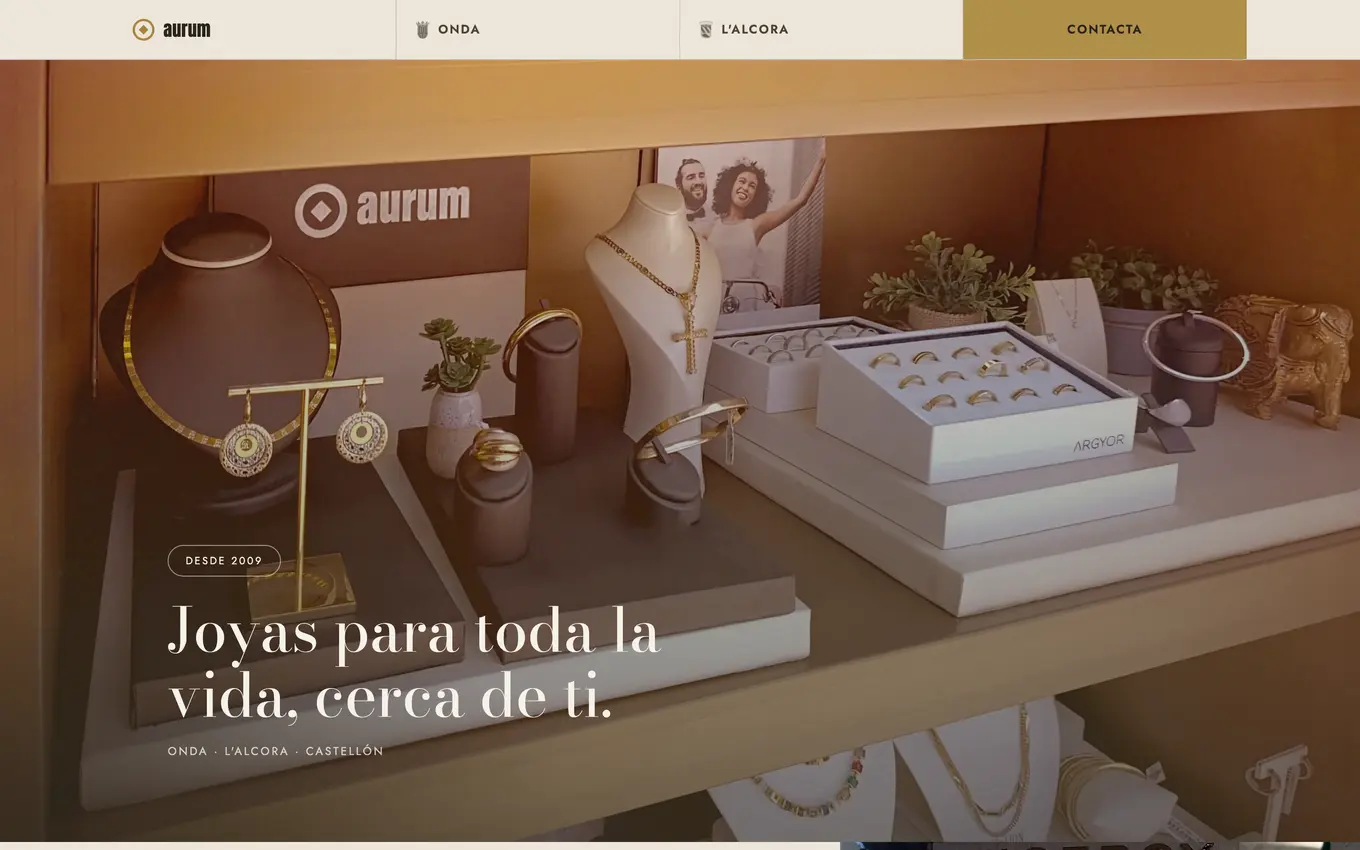 Portada de joiesaurum.com, la web de Joies Aurum