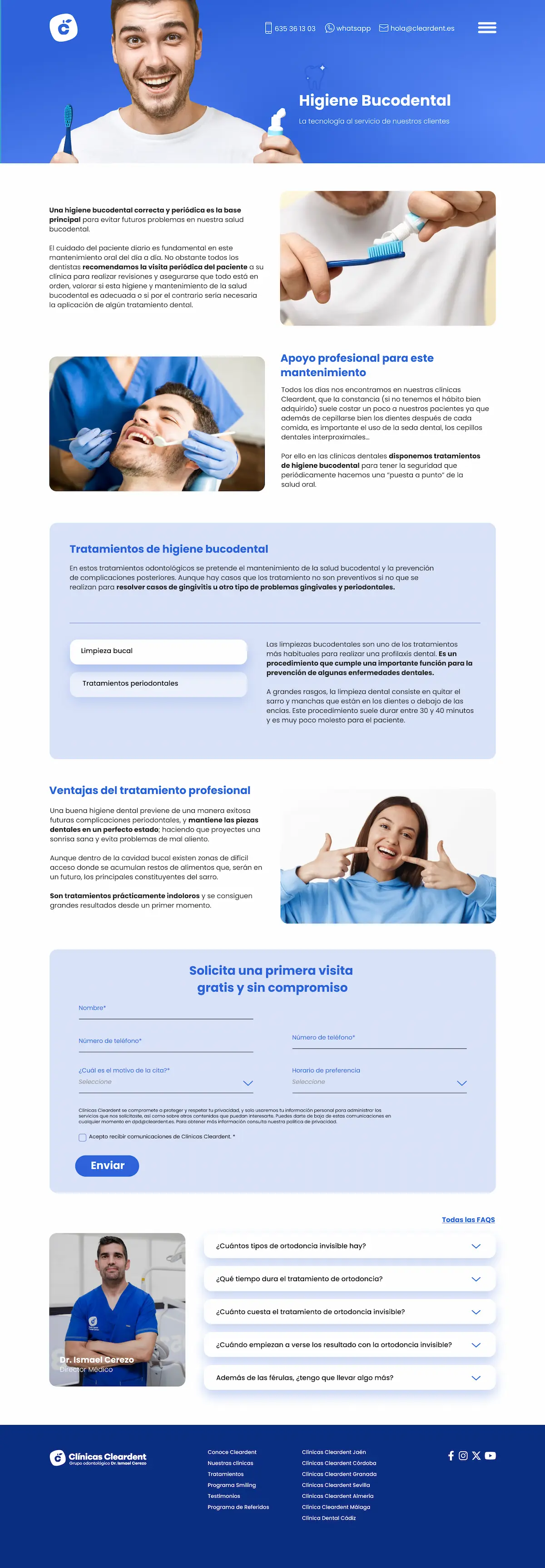 Web de Cleardent tras el rediseño completo