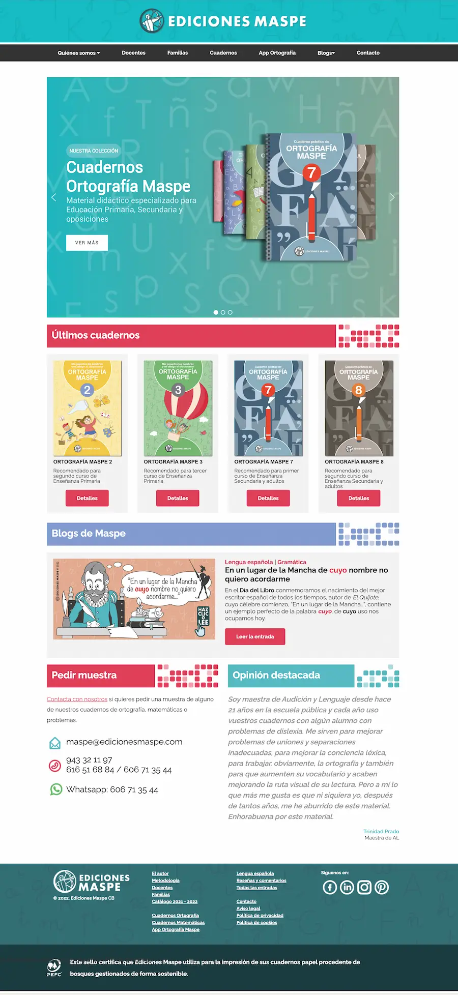 Web anterior de Ediciones Maspe antes del rediseño