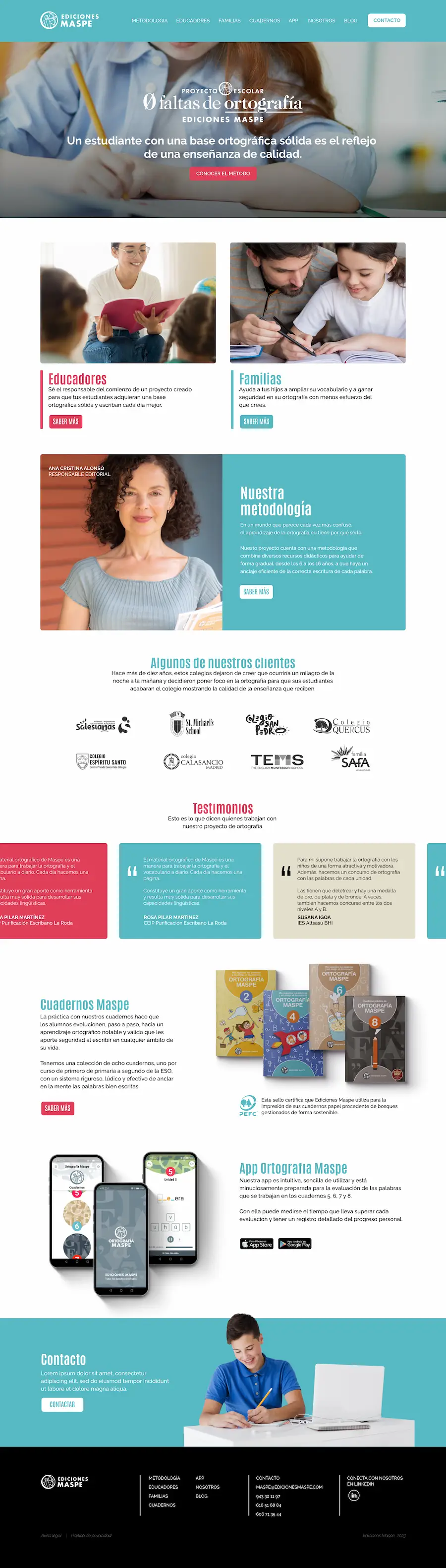 Web rediseñada de Ediciones Maspe tras el rediseño