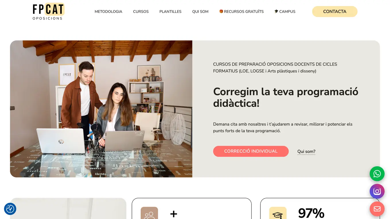 Web de FPCat Oposicions — academia online para preparar oposiciones de FP en Cataluña