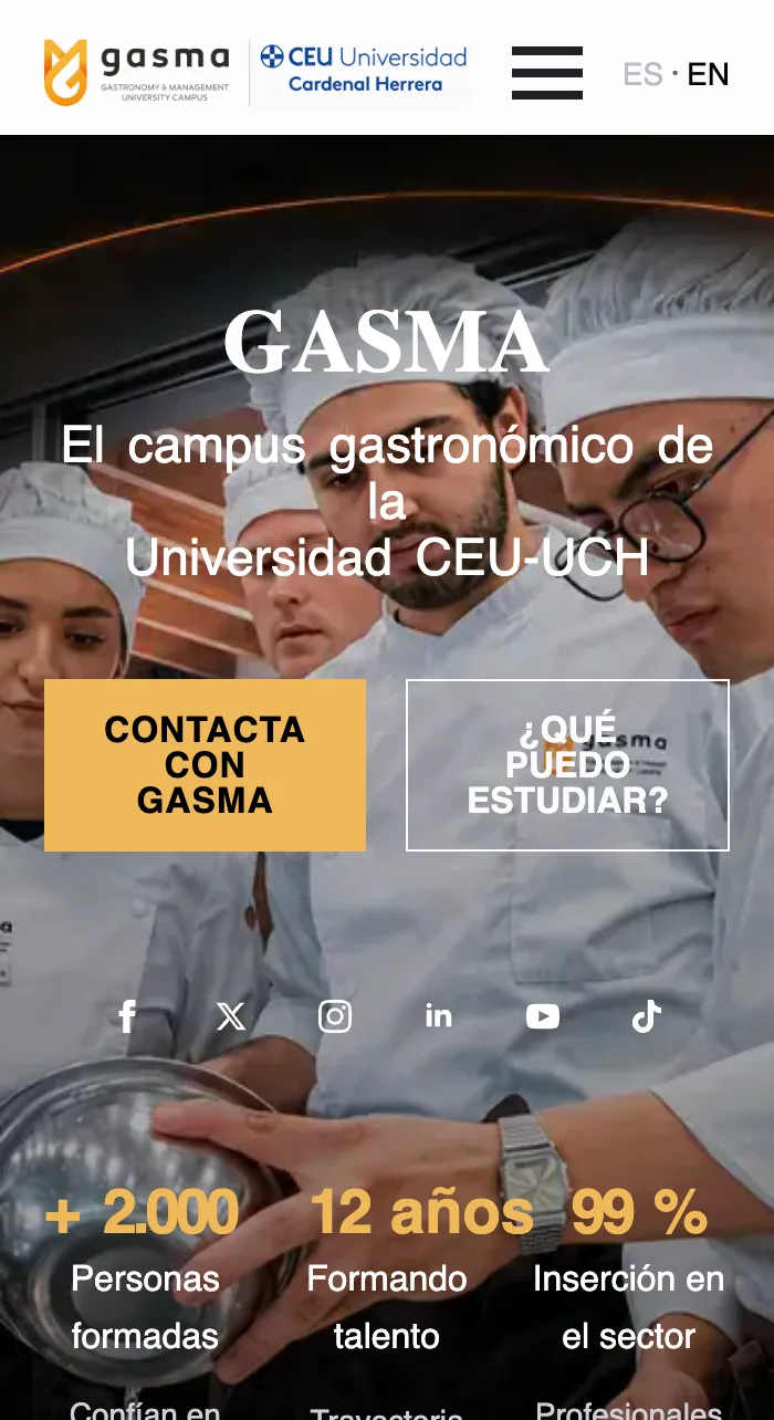 Portada de la web de Gasma en el móvil