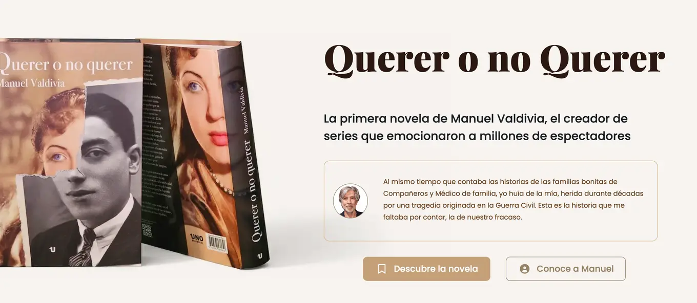Portada de manuelvaldivia.es con la novela Querer o no Querer y la cita de presentación de Manuel