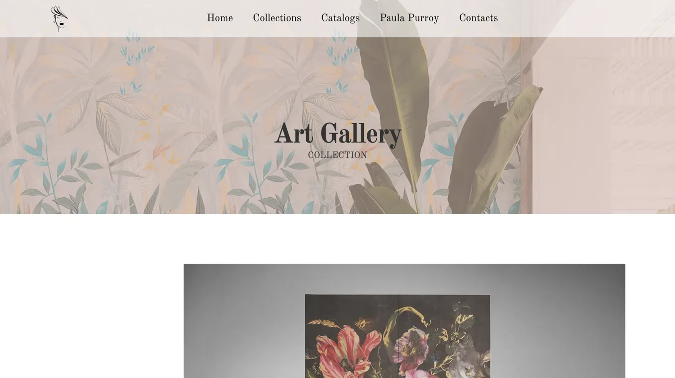 Cabecera de la colección Art Gallery en la web de Paula Purroy con velo oscuro sobre la imagen