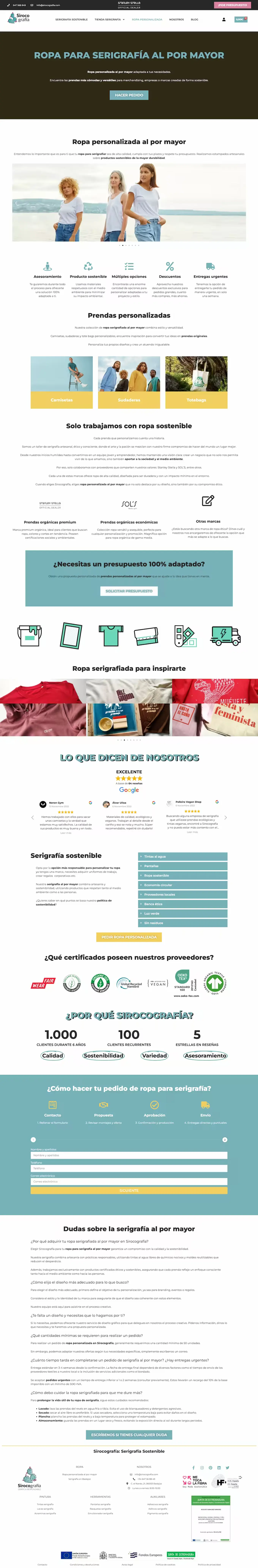 Web anterior de Sirocografía: diseño genérico sin páginas por producto