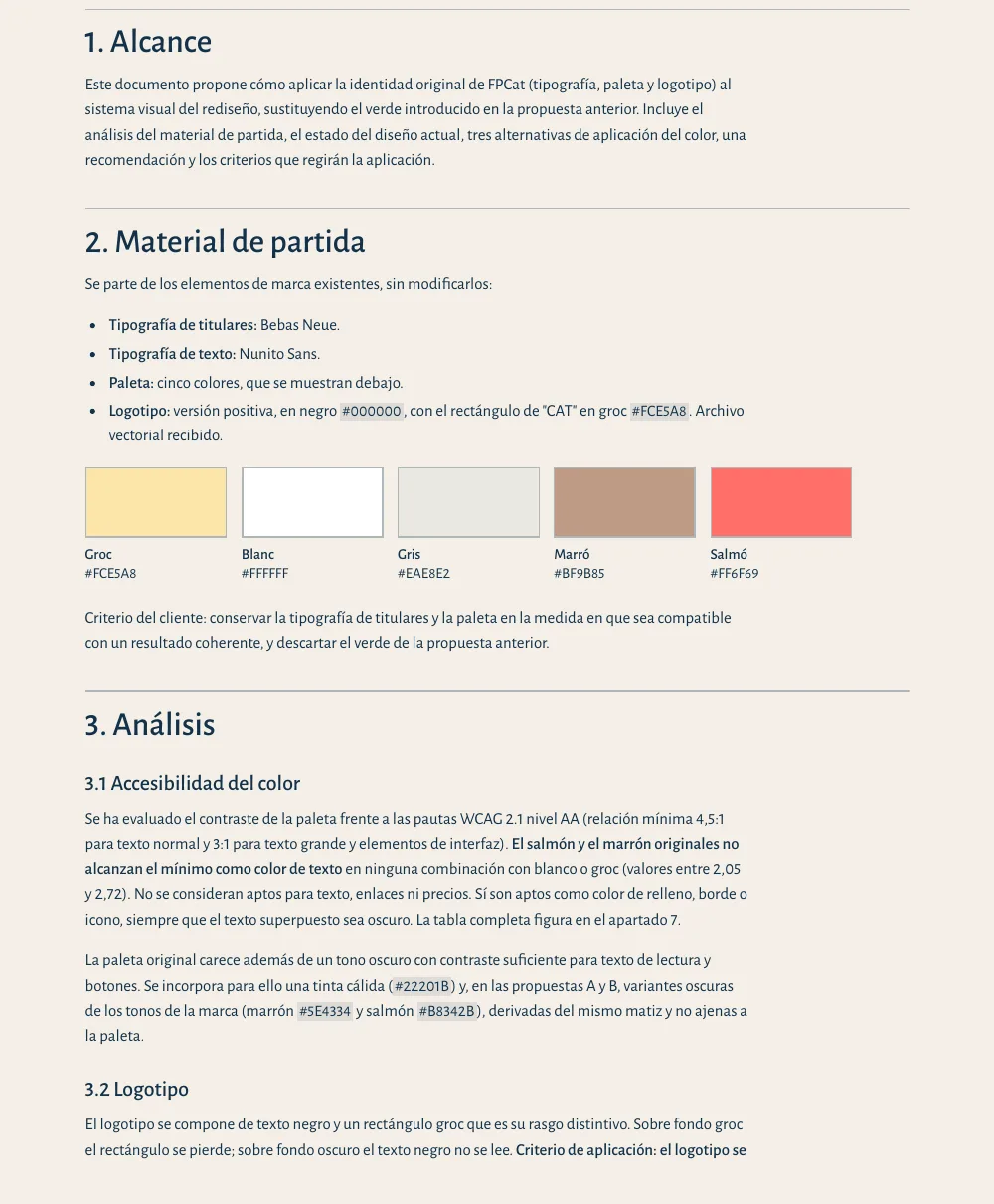 Página 2 del informe de FPCat