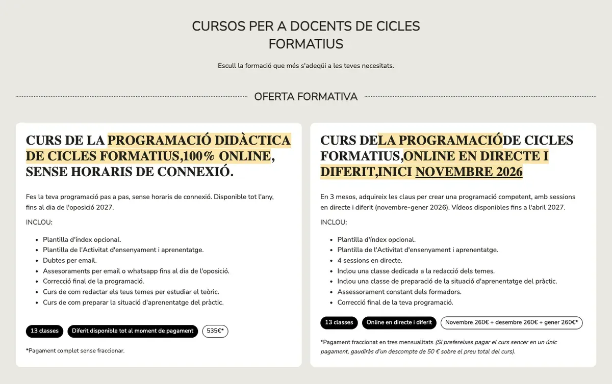 Oferta formativa de FPCat antes