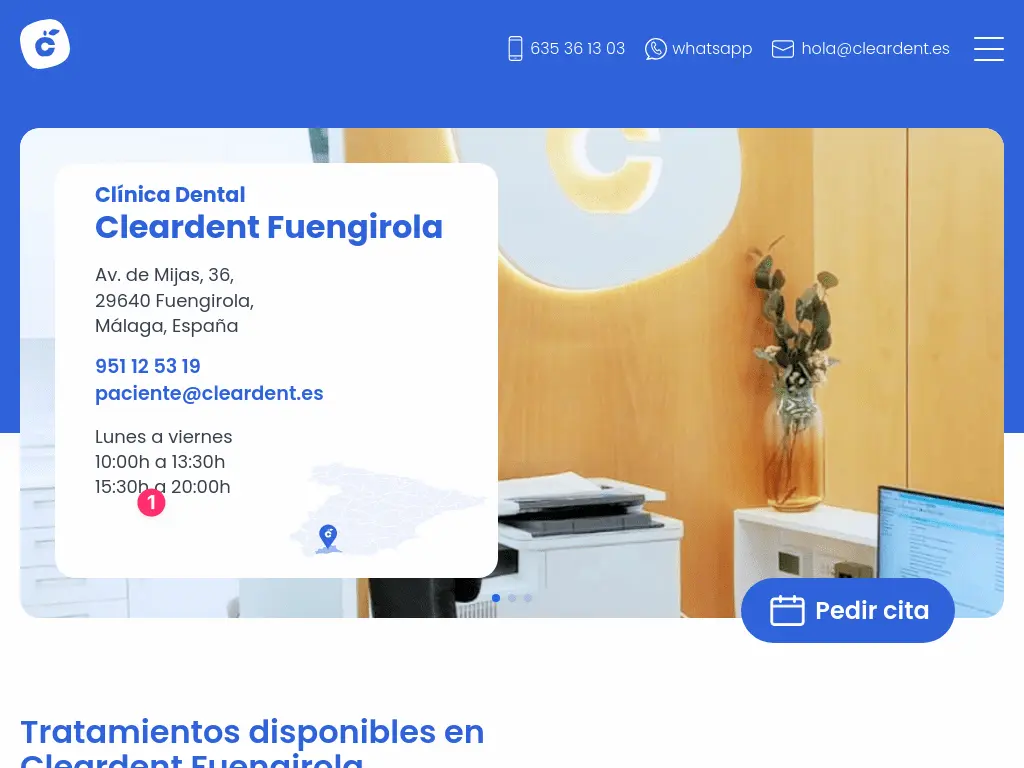Diseño web corporativo para la red de clínicas dentales Cleardent
