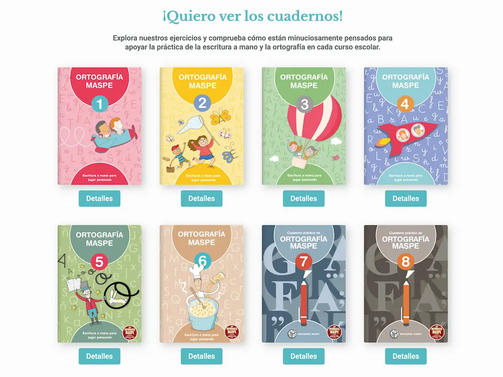 Tienda online de Ediciones Maspe con cuadernos de ortografía