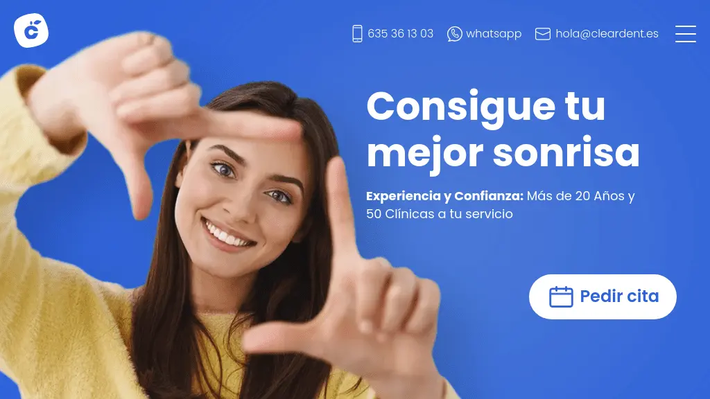Captura del rediseño web de Cleardent, red de clínicas dentales