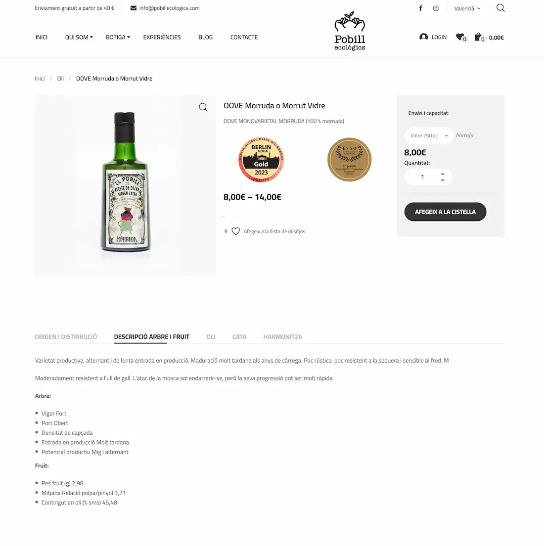Ficha de producto antes del rediseño: WooCommerce estándar