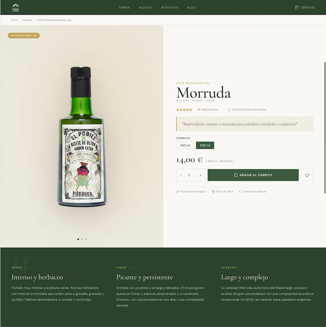 Ficha de producto rediseñada: diseño premium y editorial