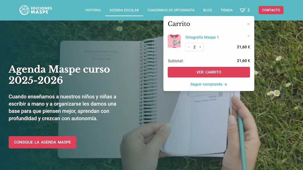 Tienda online de Ediciones Maspe para cuadernos de ortografía